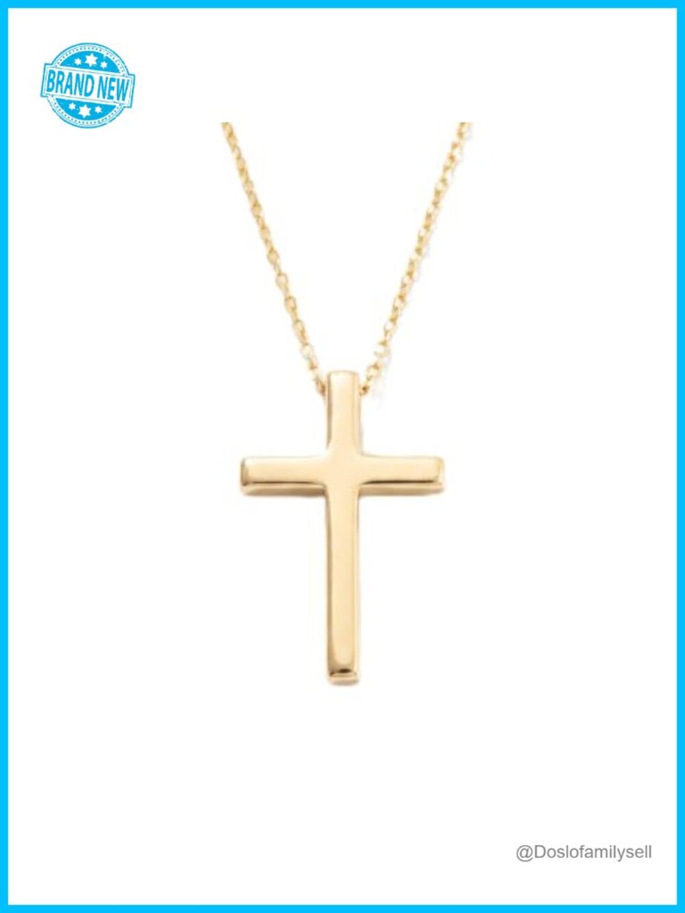 14K Solid Gold Dainty Cross Necklace 18 Inch Cable Chain Pendant